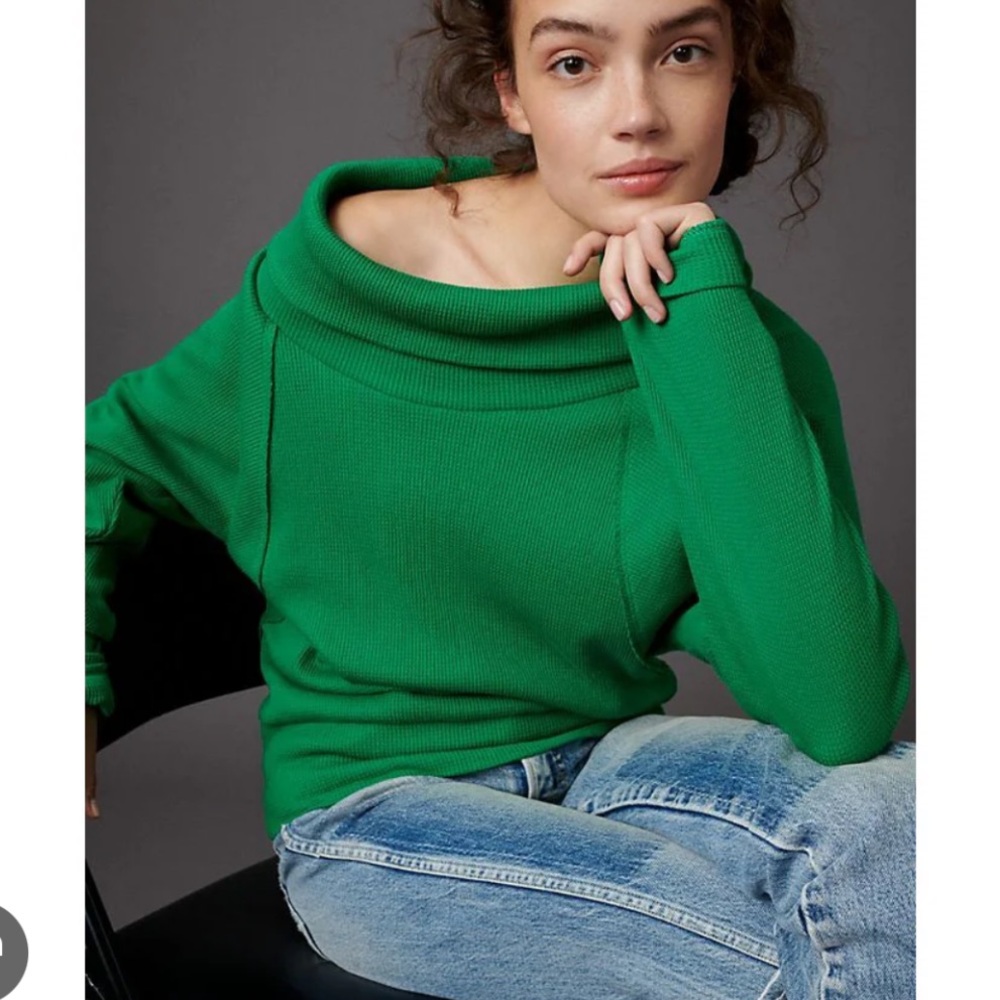 Pilcro Angie Mock Neck Waffle Top